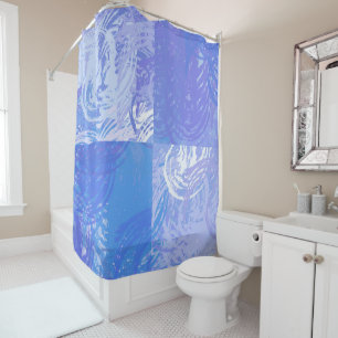 Abstract Tossed Turquoise and Purple Shower Curtain