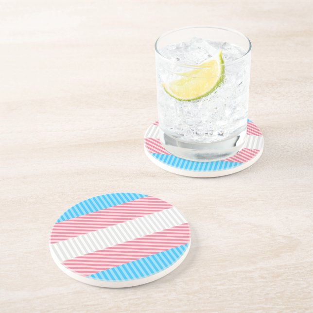 Abstract Transgender Pride Flag   Coaster (Side)
