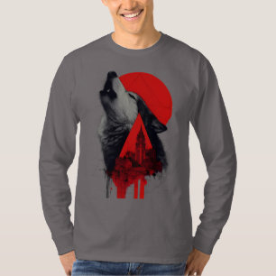 Abstract Trash Polka Howling Wolf Long Sleeve T-Shirt
