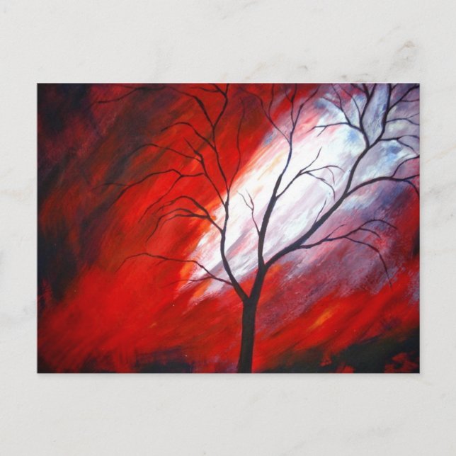 Abstract Tree and Red Sky Postcard (Front)