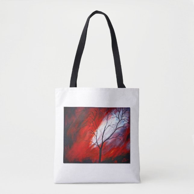 Abstract Tree and Red Sky Tote Bag (Front)