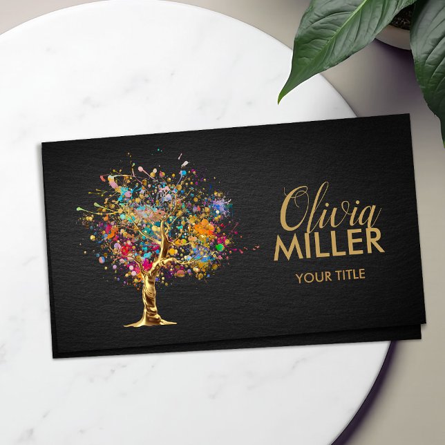 Abstract Tree - Colourful Splatter  Business Card (Creator Uploaded)