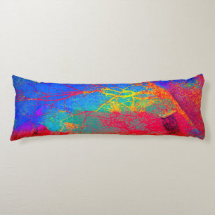 Abstract Tree Design in Red And Blue Body Cushion