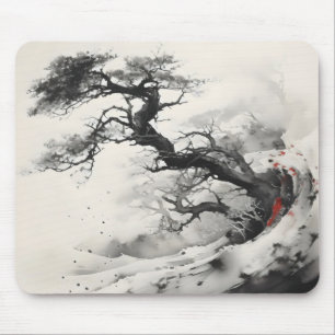 Abstract Tree Ink Painting Mouse Pad