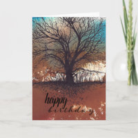 Abstract Tree Landscape Ink Painted Art Birthday