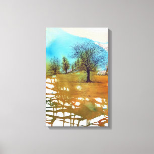 Abstract Tree Landscape Watercolor Ink Canvas Print