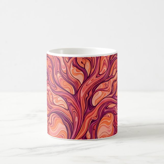 Abstract Tree Life Sunset Orange Coffee Mug (Center)