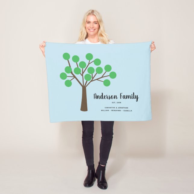 Abstract Tree Modern Script Family Name Fleece Blanket (In Situ)