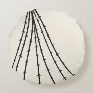 Abstract tree moon round cushion