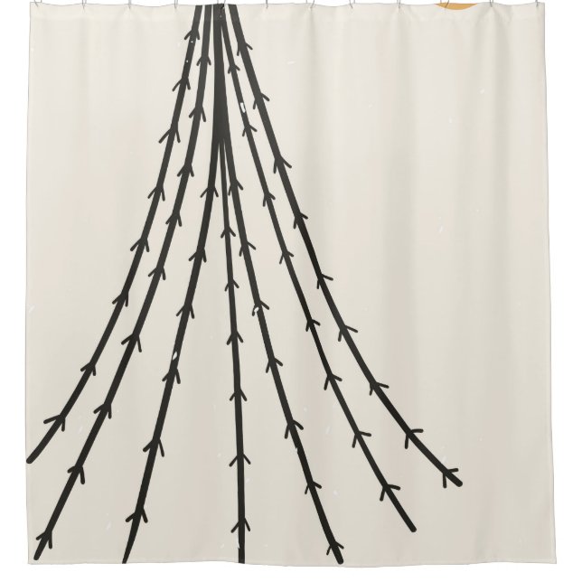 Abstract tree moon shower curtain (Front)