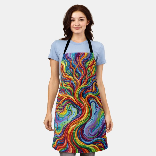 Abstract Tree Of Life Rainbow Apron (Worn)