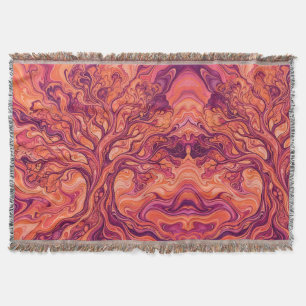 Abstract Tree Of Life Sunset Orange Blankets