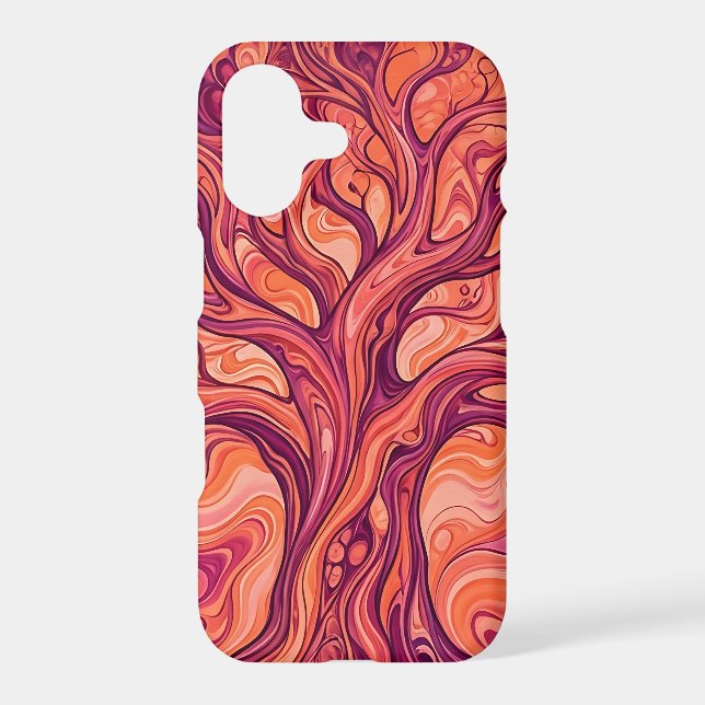 Abstract Tree Of Life Sunset Orange iPhone Cases (Back)