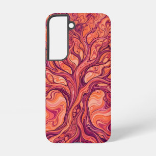 Abstract Tree Of Life Sunset Orange Samsung Cases
