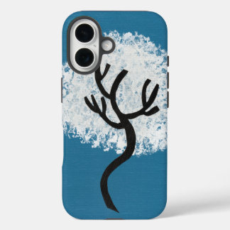 Abstract Tree on Blue Background iPhone 16 Case