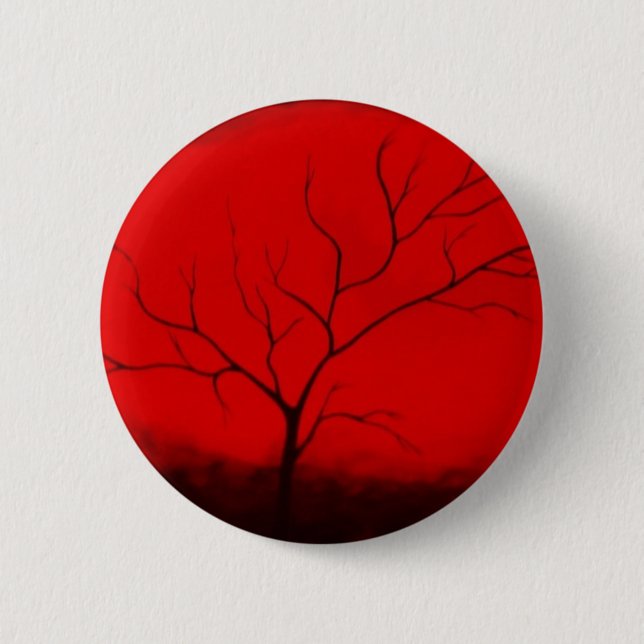 Abstract Tree & Red Sky Original Abstract Art Deco 6 Cm Round Badge (Front)