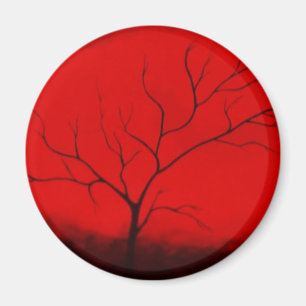 Abstract Tree & Red Sky Original Abstract Art Deco Magnet
