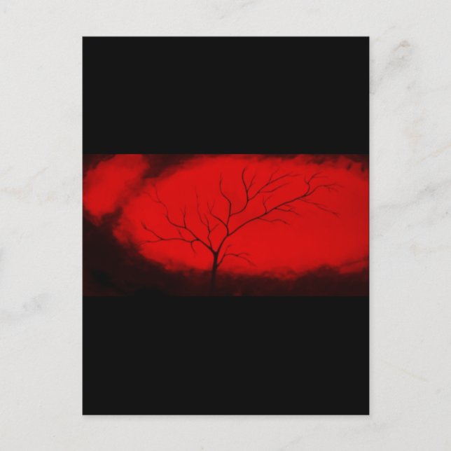 Abstract Tree & Red Sky Original Abstract Art Deco Postcard (Front)