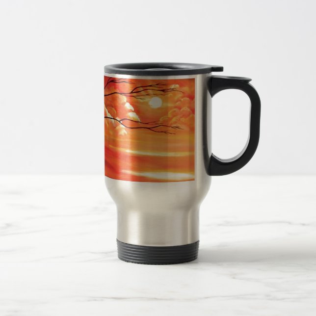 Abstract Tree & Red Sunset Travel Mug (Right)