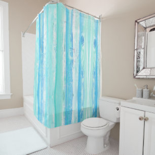 Abstract Tree Trunks in Blue and Aqua Blends Shower Curtain