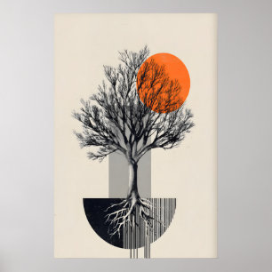 Abstract Tree Wall Art - Minimalist Geometric
