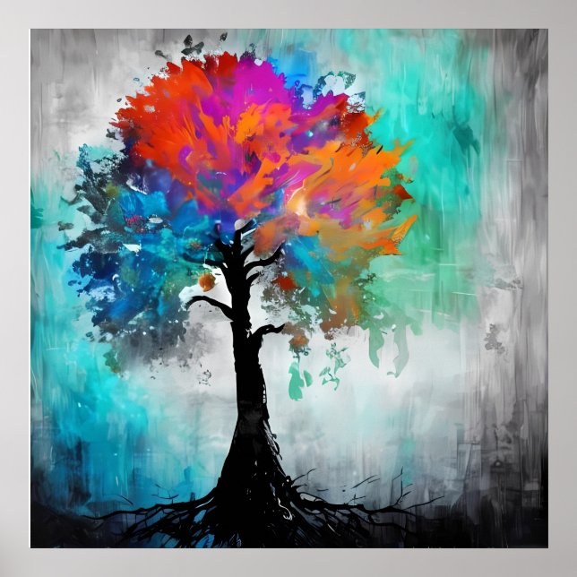 Abstract Tree Watercolor Poster (Front)