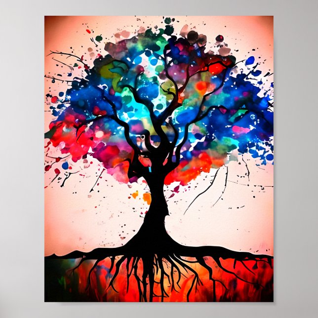 Abstract Tree Watercolor Poster (Front)
