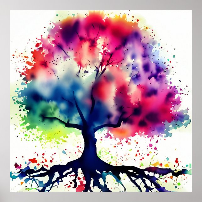 Abstract Tree Watercolor Poster (Front)
