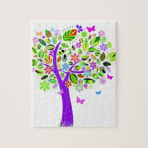 Abstract Tree with Flower Patterns Jigsaw Puzzle