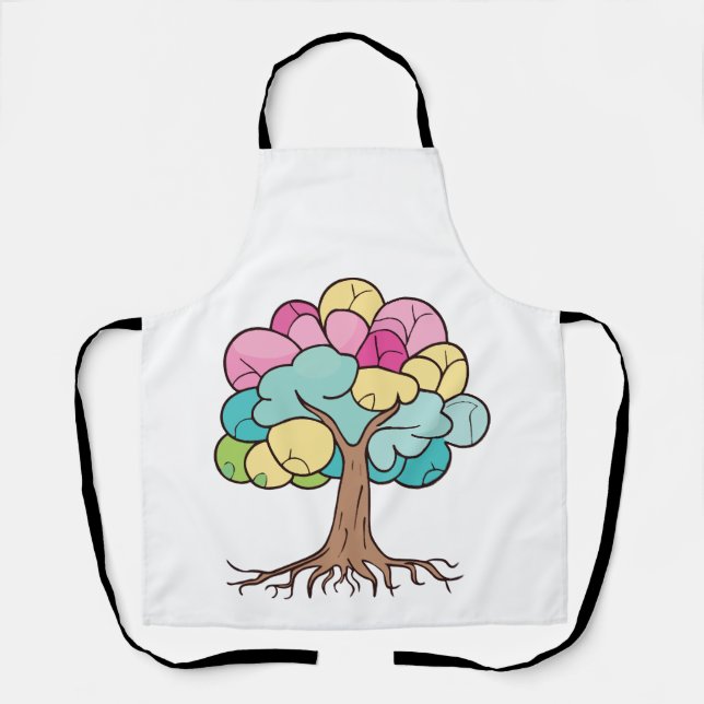 Abstract tree with roots and colourful leaves. apron (Front)