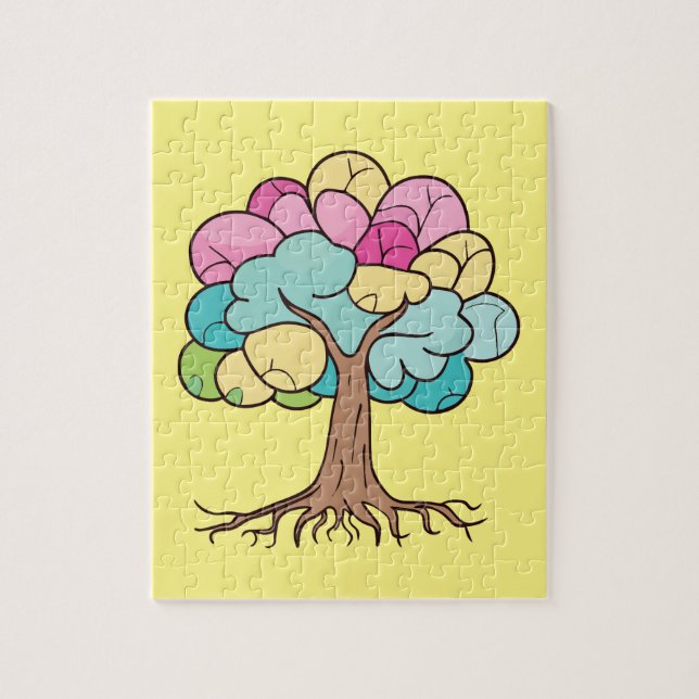 Abstract tree with roots and colourful leaves. jigsaw puzzle (Vertical)