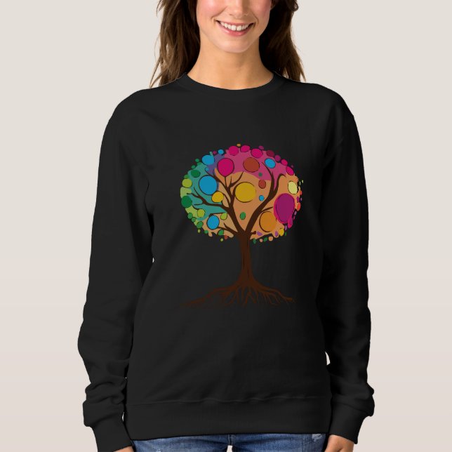 Abstract tree with roots and colourful leaves. sweatshirt (Front)