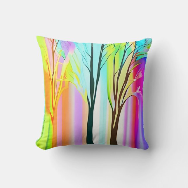 Abstract Trees in Multicolored Pastels Cushion (Front)