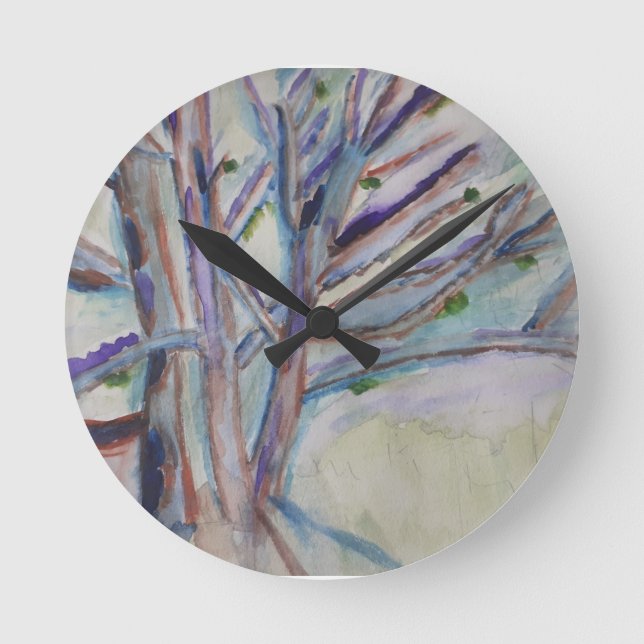 Abstract Trees Round Clock (Front)
