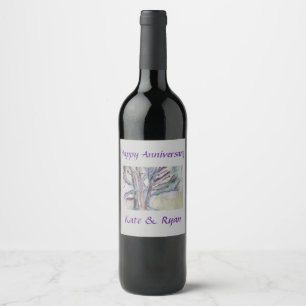 Abstract Trees Wine Label