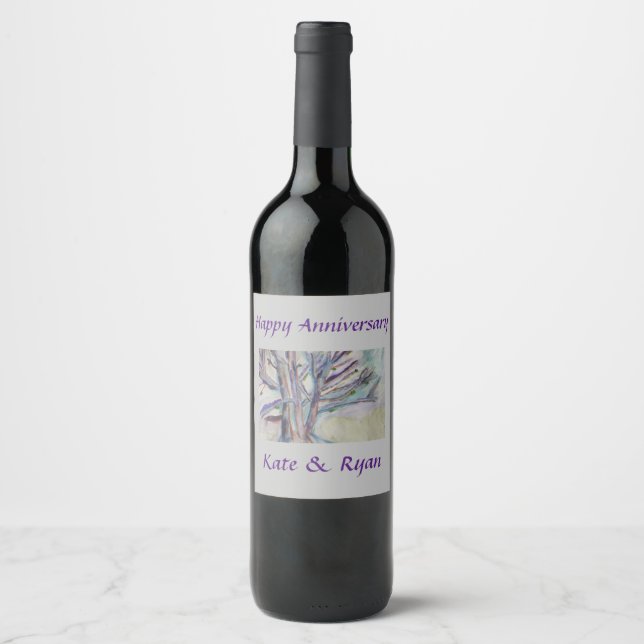 Abstract Trees Wine Label (Front)