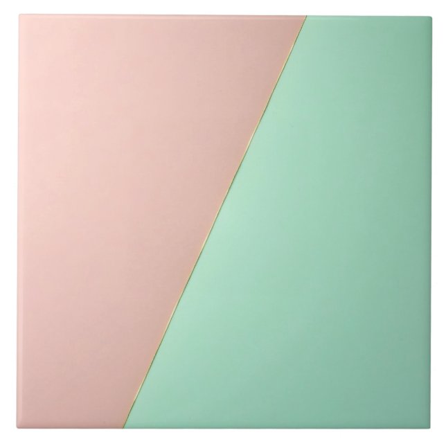 Abstract Trendy Blush Pink Mint Collection Tile (Front)