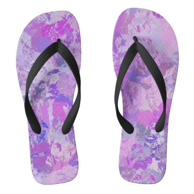 Abstract Trendy Camo Pink Purple Blue Jandals (Footbed)
