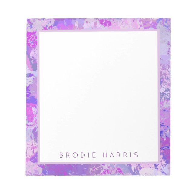 Abstract Trendy Camo Pink Purple Blue Notepad (Front)