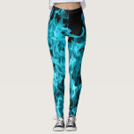 Abstract Trendy Modern On Fire Aqua Flames<br><div class="desc">Abstract Modern On Fire Aqua Blue Flames look  great as they dance over these leggings</div>