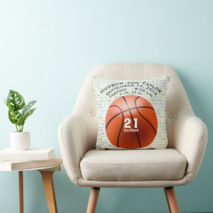 Abstract Triangle Basketball Boys Birth Record Cushion