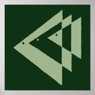 Abstract Triangle Fish Dark Green Print