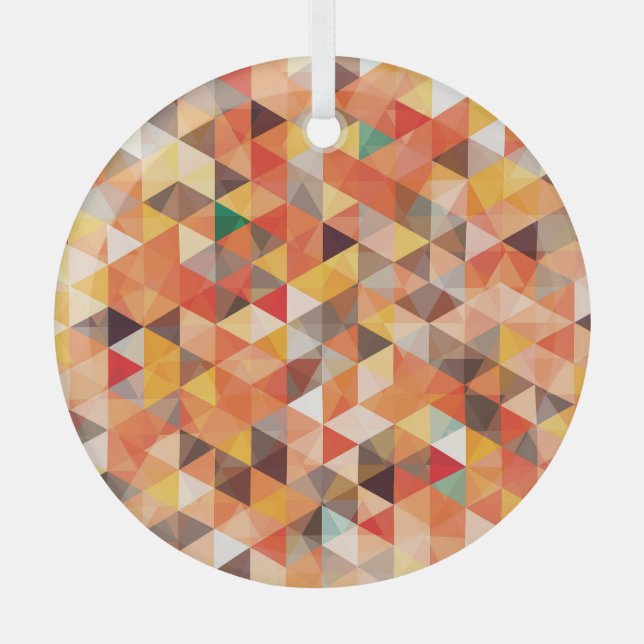 Abstract Triangle Geometric Seamless Pattern Glass Tree Decoration (Front)