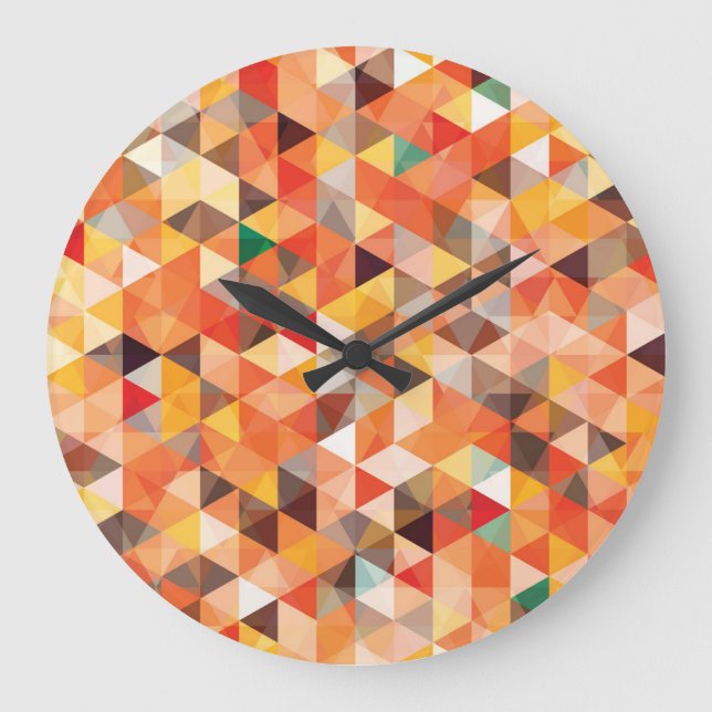 Abstract Triangle Geometric Seamless Pattern Large Clock (Front)