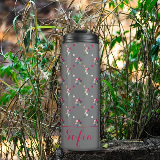Abstract triangle pattern name grey   thermal tumbler (Creator Uploaded)