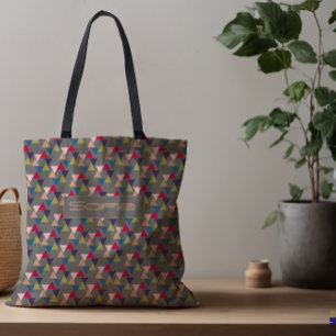 Abstract triangle pattern name grey   tote bag