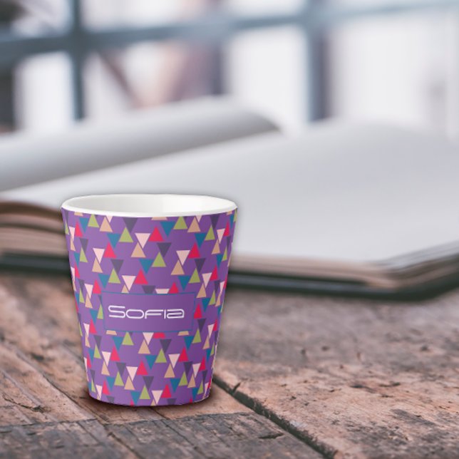 Abstract triangle pattern name lavender  latte mug (Creator Uploaded)