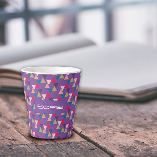 Abstract triangle pattern name lavender  latte mug