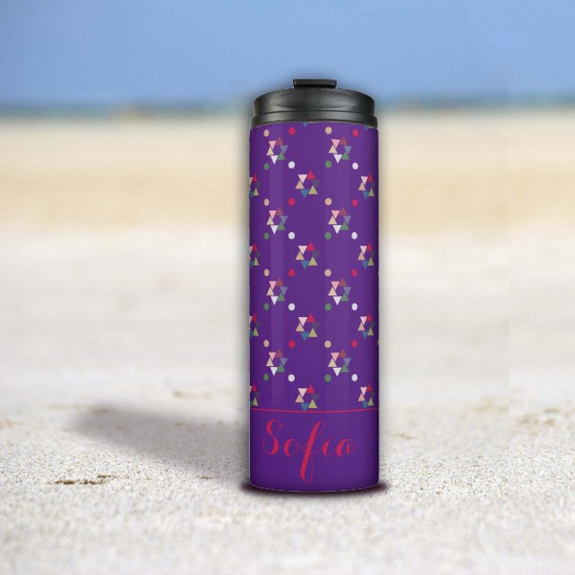 Abstract triangle pattern name purple thermal tumbler (Creator Uploaded)