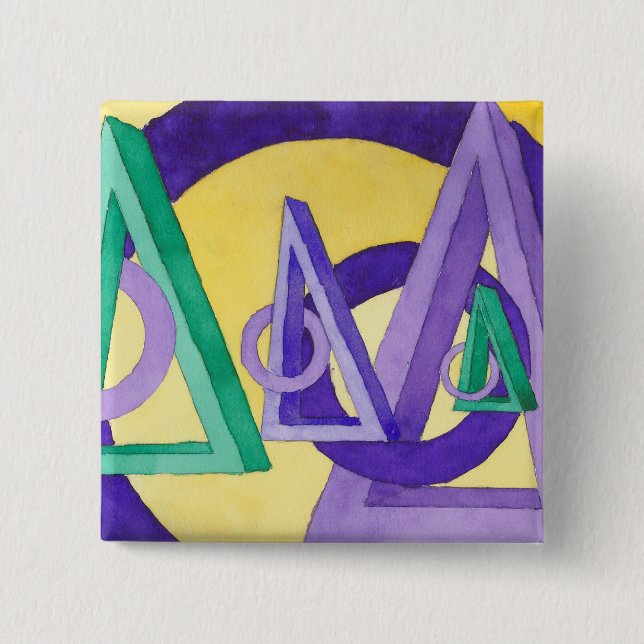 Abstract Triangles 15 Cm Square Badge (Front)